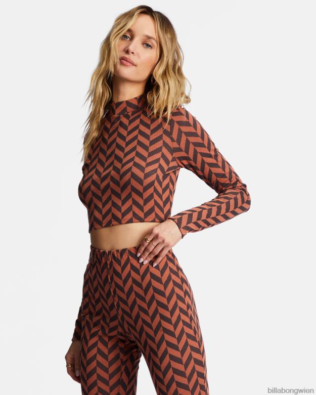 Billabong Clothing 00V682163 | Billabong New Heights Langarm-Top mit Stehkragen Ziegel Frauen