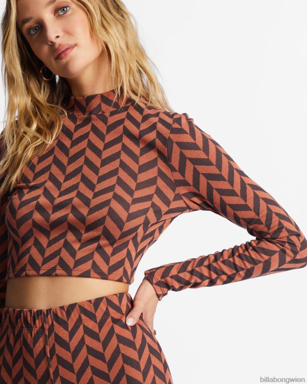 Billabong Clothing 00V682163 | Billabong New Heights Langarm-Top mit Stehkragen Ziegel Frauen