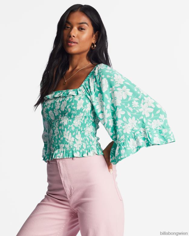 Billabong Clothing 00V682173 | Billabong „Be my Babe“-Top mit Glockenärmeln süßes Gras Frauen