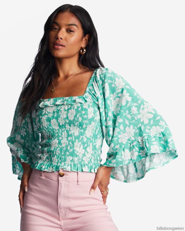 Billabong Clothing 00V682173 | Billabong „Be my Babe“-Top mit Glockenärmeln süßes Gras Frauen