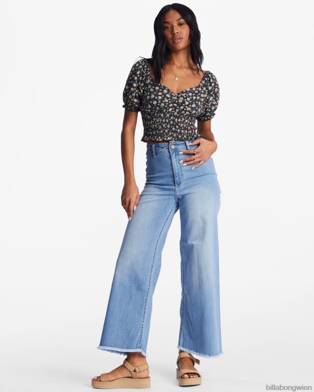 Billabong Clothing 00V682199 | Billabong Liebeslied-Top mit Puffärmeln schwarzer Kieselstein Frauen