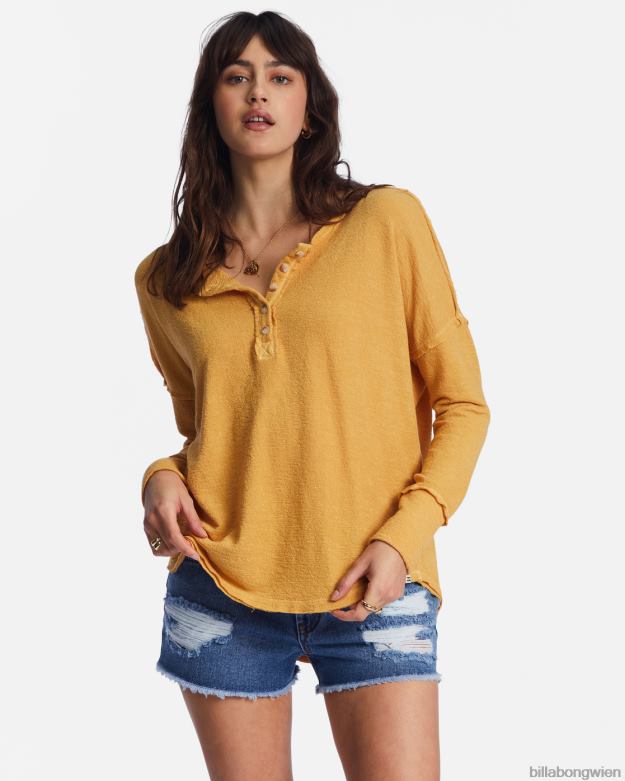 Billabong Clothing 00V682200 | Billabong Neues Anyday-Henley-Top Goldküste Frauen