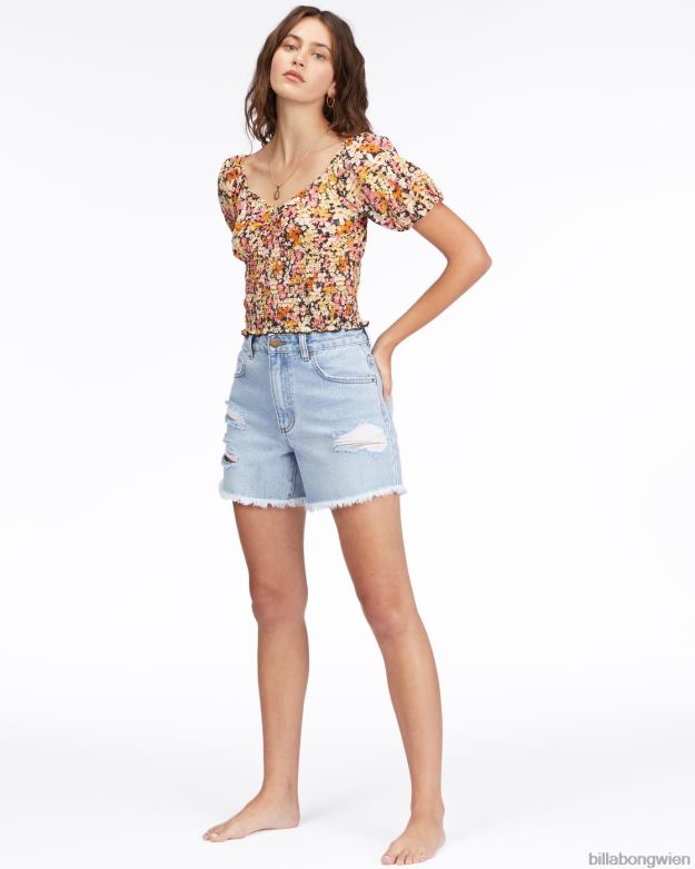 Billabong Clothing 00V682251 | Billabong Top mit Puffärmeln schwarz-multi Frauen