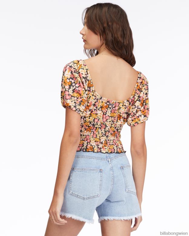 Billabong Clothing 00V682251 | Billabong Top mit Puffärmeln schwarz-multi Frauen
