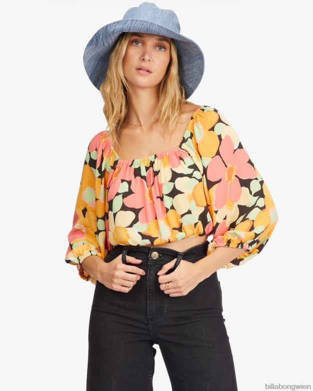 Billabong Clothing 00V682253 | Billabong Sun City Crop-Top mit 2 Puffärmeln multi Frauen