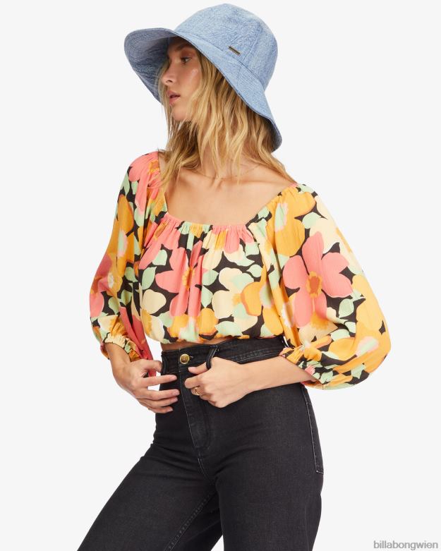 Billabong Clothing 00V682253 | Billabong Sun City Crop-Top mit 2 Puffärmeln multi Frauen