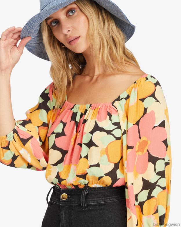 Billabong Clothing 00V682253 | Billabong Sun City Crop-Top mit 2 Puffärmeln multi Frauen