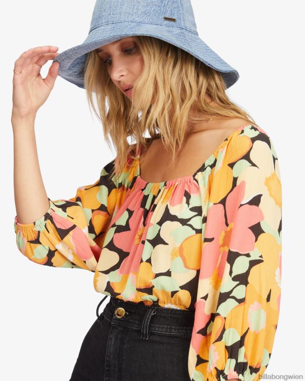 Billabong Clothing 00V682253 | Billabong Sun City Crop-Top mit 2 Puffärmeln multi Frauen
