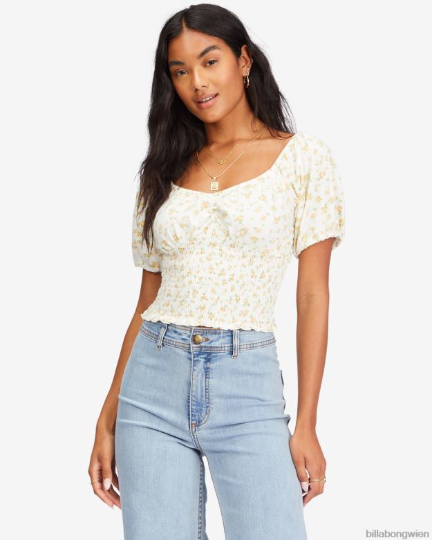Billabong Clothing 00V682268 | Billabong Top mit Puffärmeln Salzkristall Frauen