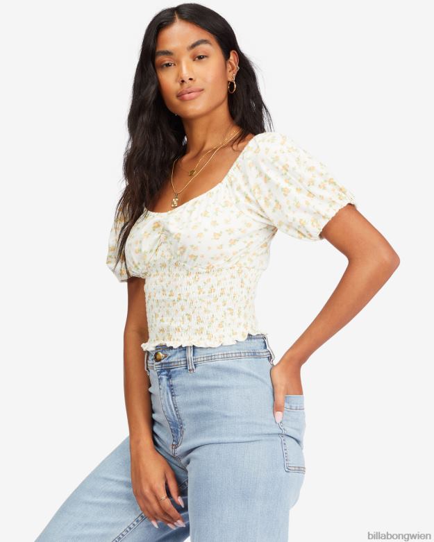 Billabong Clothing 00V682268 | Billabong Top mit Puffärmeln Salzkristall Frauen