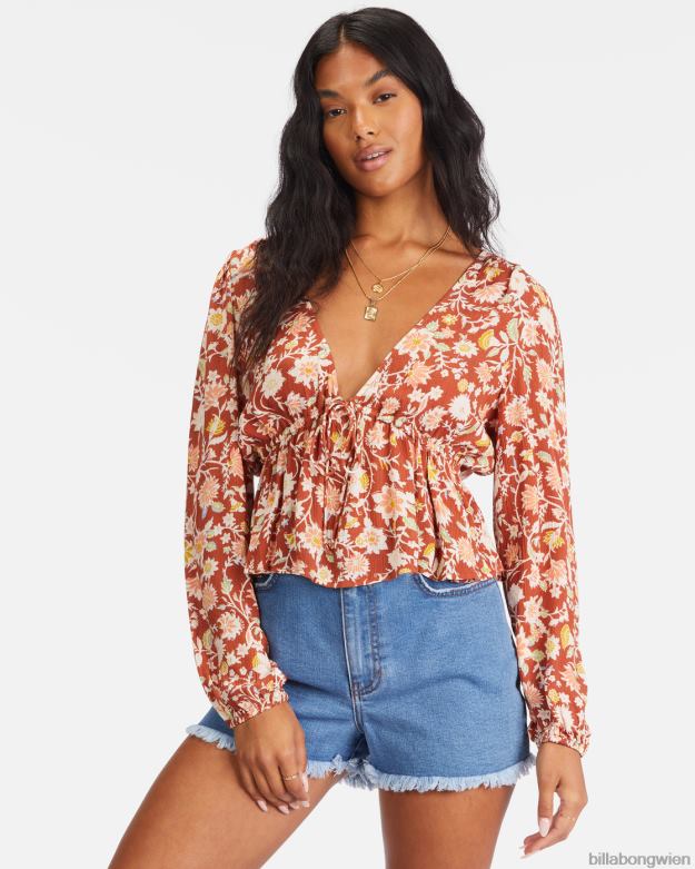 Billabong Clothing 00V682274 | Billabong Die Zeit vergeht langärmliges Crop-Top roter Ton Frauen