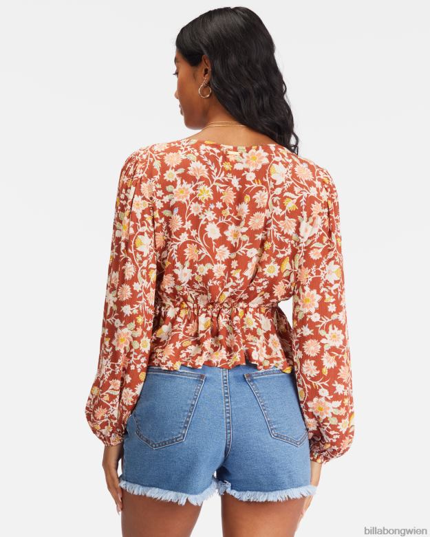 Billabong Clothing 00V682274 | Billabong Die Zeit vergeht langärmliges Crop-Top roter Ton Frauen