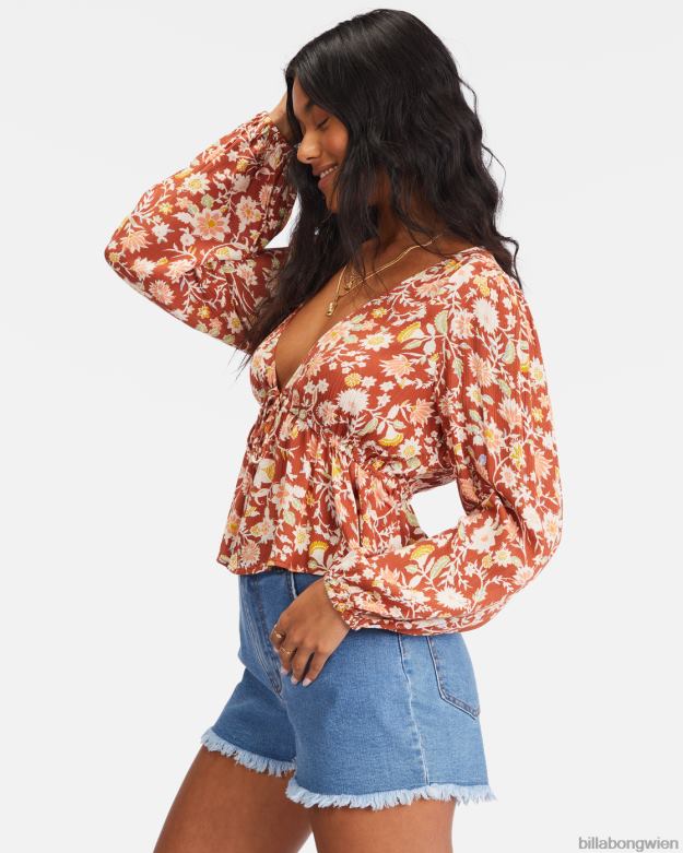 Billabong Clothing 00V682274 | Billabong Die Zeit vergeht langärmliges Crop-Top roter Ton Frauen