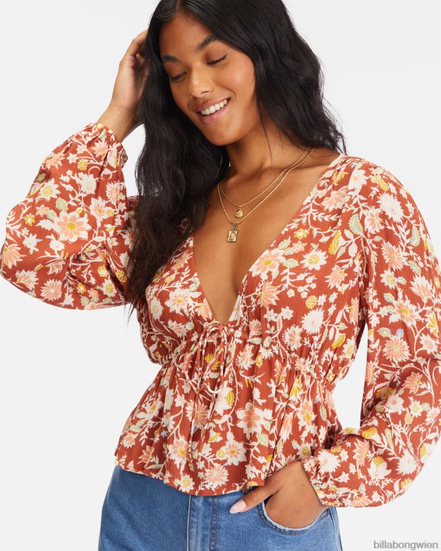 Billabong Clothing 00V682274 | Billabong Die Zeit vergeht langärmliges Crop-Top roter Ton Frauen