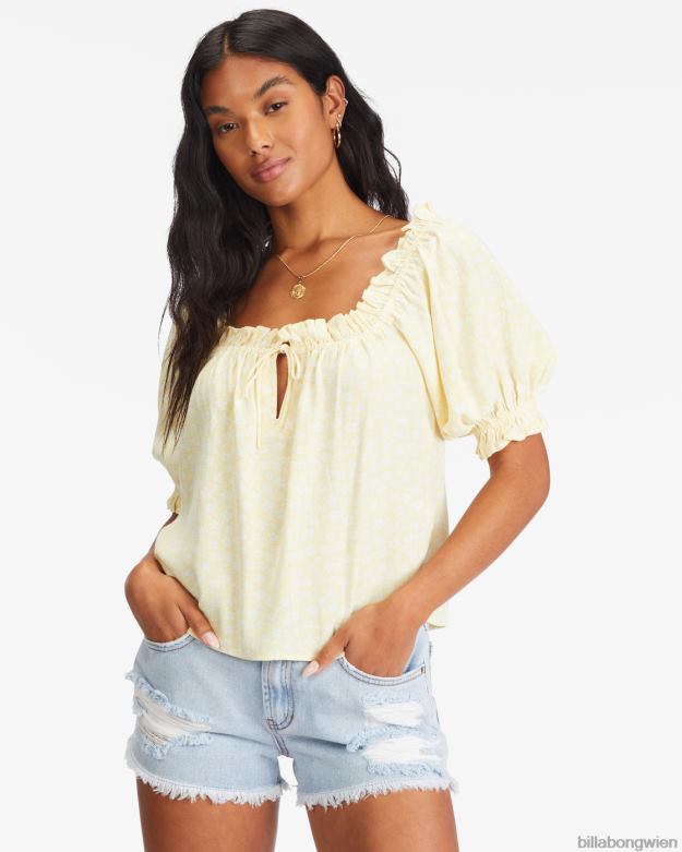 Billabong Clothing 00V682284 | Billabong Sunny Skies-Oberteil mit Puffärmeln Salzkristall Frauen