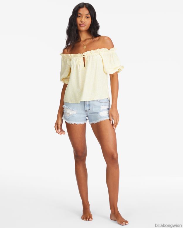 Billabong Clothing 00V682284 | Billabong Sunny Skies-Oberteil mit Puffärmeln Salzkristall Frauen