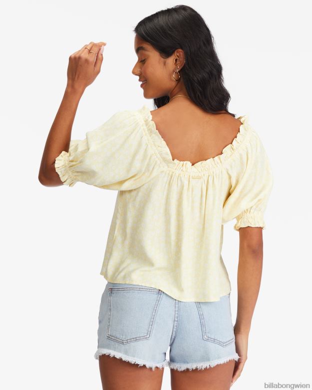 Billabong Clothing 00V682284 | Billabong Sunny Skies-Oberteil mit Puffärmeln Salzkristall Frauen