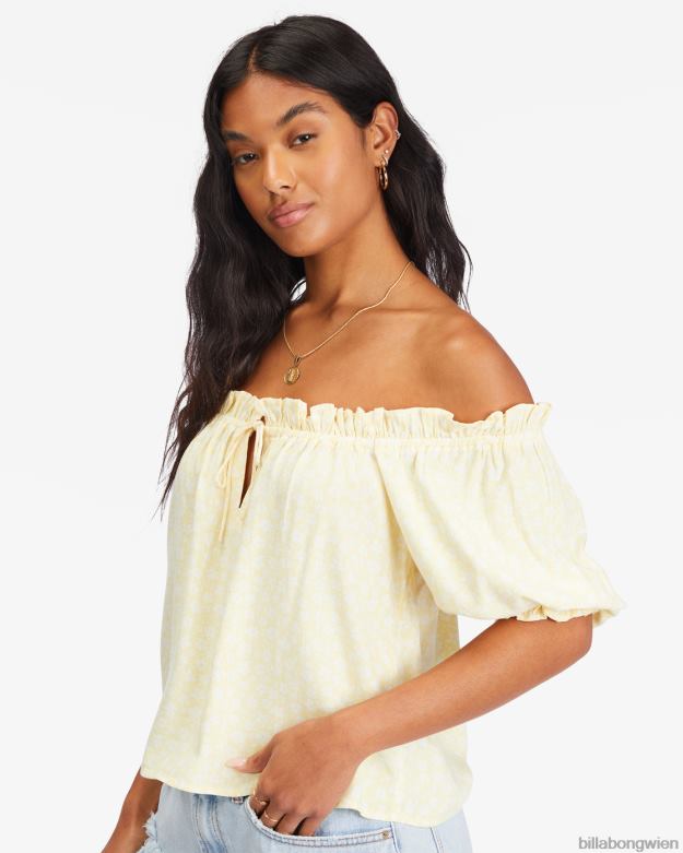 Billabong Clothing 00V682284 | Billabong Sunny Skies-Oberteil mit Puffärmeln Salzkristall Frauen