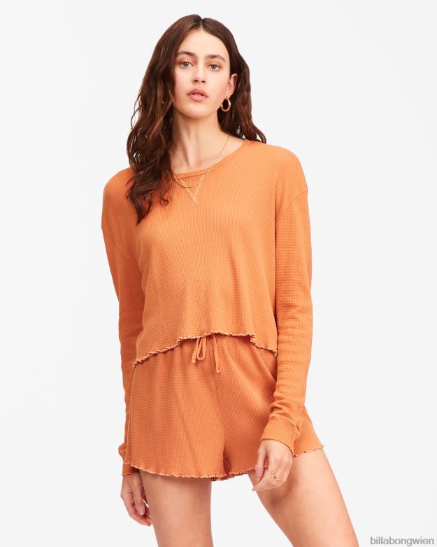 Billabong Clothing 00V682297 | Billabong „Pick Me Up“-Langarmoberteil aus Waffelstrick Toffee Frauen