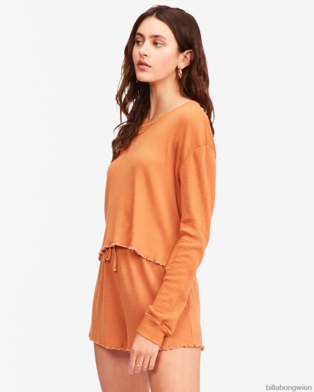 Billabong Clothing 00V682297 | Billabong „Pick Me Up“-Langarmoberteil aus Waffelstrick Toffee Frauen