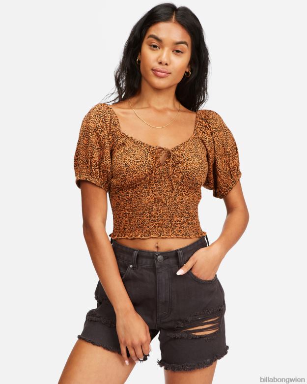 Billabong Clothing 00V682364 | Billabong Süßes Strickoberteil mit Sonnenuntergangsprint Toffee Frauen