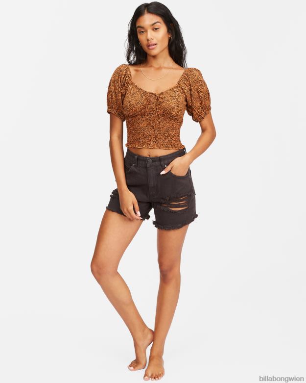 Billabong Clothing 00V682364 | Billabong Süßes Strickoberteil mit Sonnenuntergangsprint Toffee Frauen