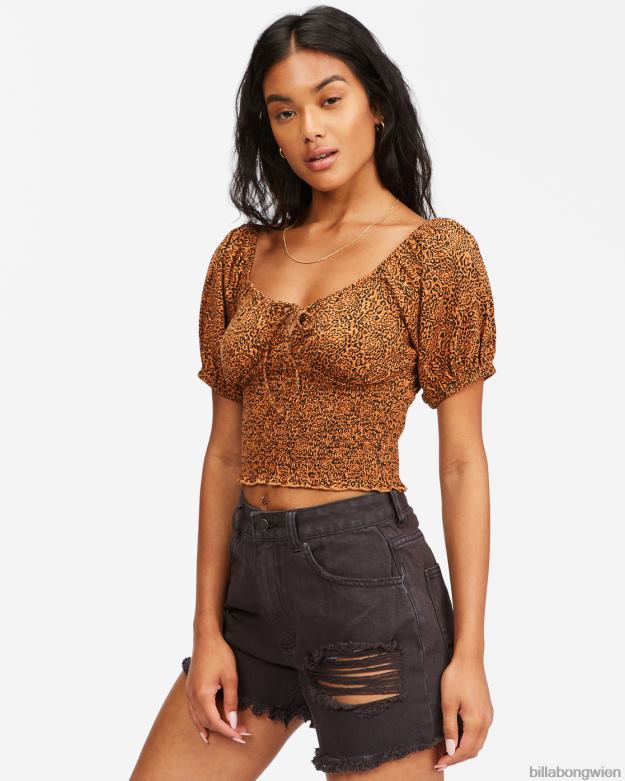 Billabong Clothing 00V682364 | Billabong Süßes Strickoberteil mit Sonnenuntergangsprint Toffee Frauen