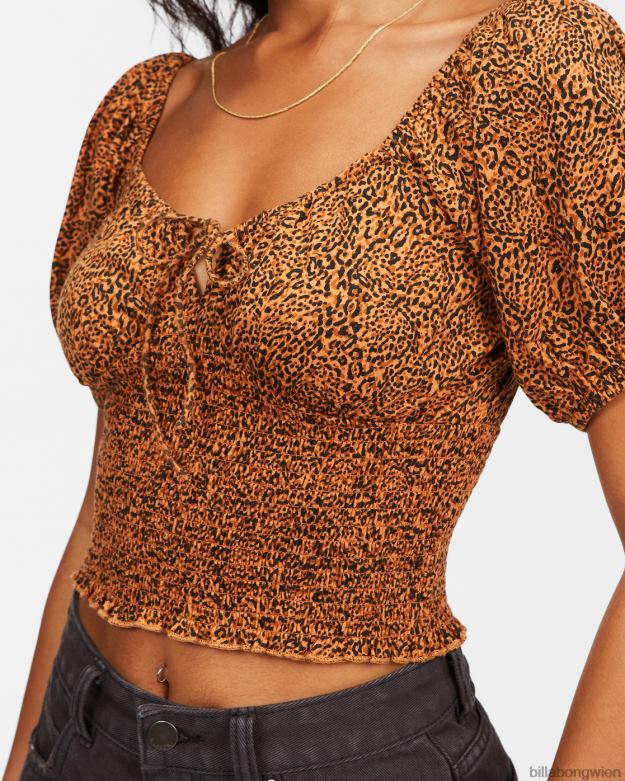 Billabong Clothing 00V682364 | Billabong Süßes Strickoberteil mit Sonnenuntergangsprint Toffee Frauen