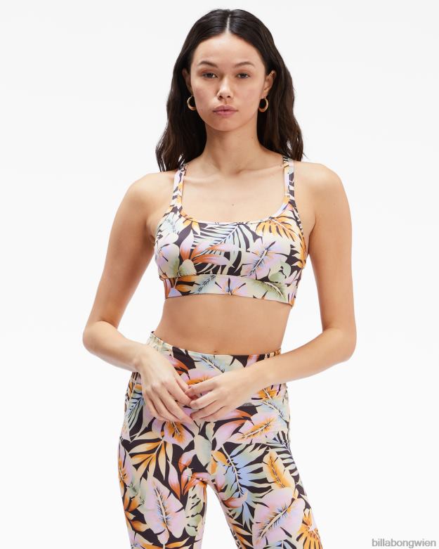 Billabong Clothing 00V682379 | Billabong Paradise Riemchen-Sport-BH schwarzer Kieselstein Frauen