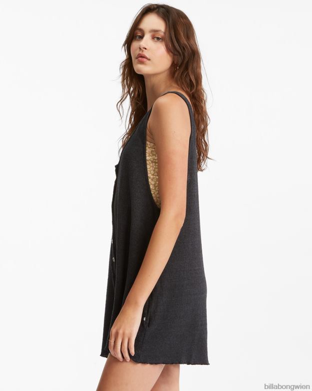 Billabong Clothing 00V681694 | Billabong Ausbleichender, geknöpfter Strick-Strampler aus schwarz Frauen