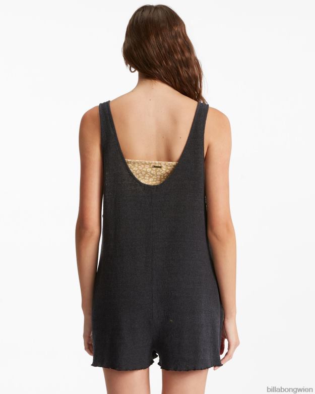 Billabong Clothing 00V681694 | Billabong Ausbleichender, geknöpfter Strick-Strampler aus schwarz Frauen