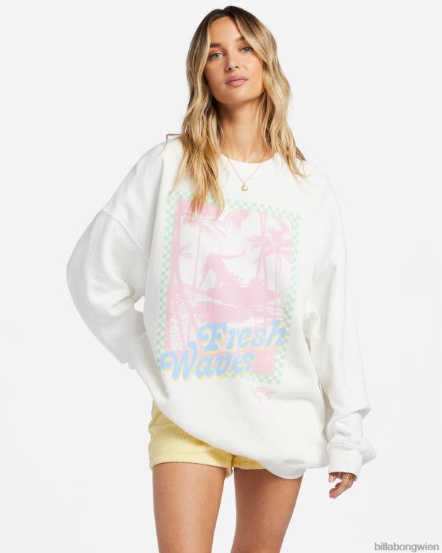 Billabong Clothing 00V681866 | Billabong Fahren Sie in einem übergroßen Sweatshirt mit Rundhalsausschnitt Salzkristall Frauen