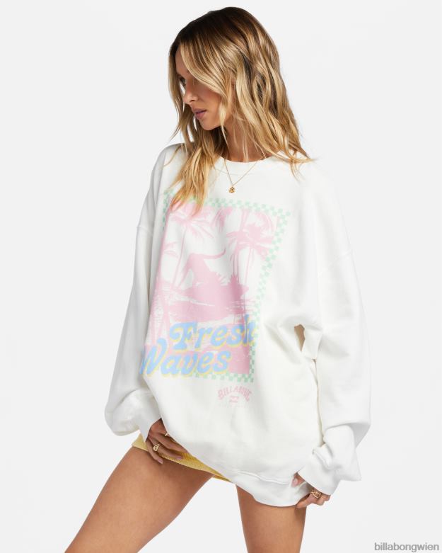 Billabong Clothing 00V681866 | Billabong Fahren Sie in einem übergroßen Sweatshirt mit Rundhalsausschnitt Salzkristall Frauen
