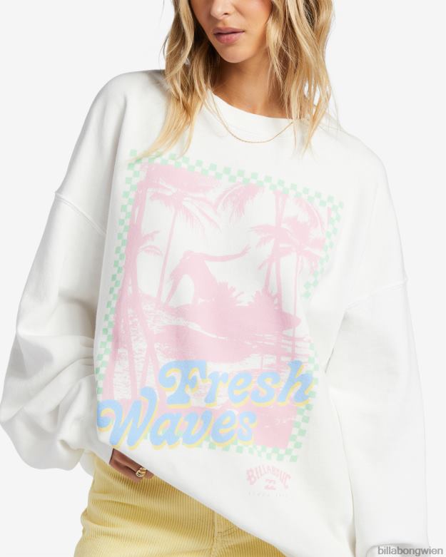 Billabong Clothing 00V681866 | Billabong Fahren Sie in einem übergroßen Sweatshirt mit Rundhalsausschnitt Salzkristall Frauen