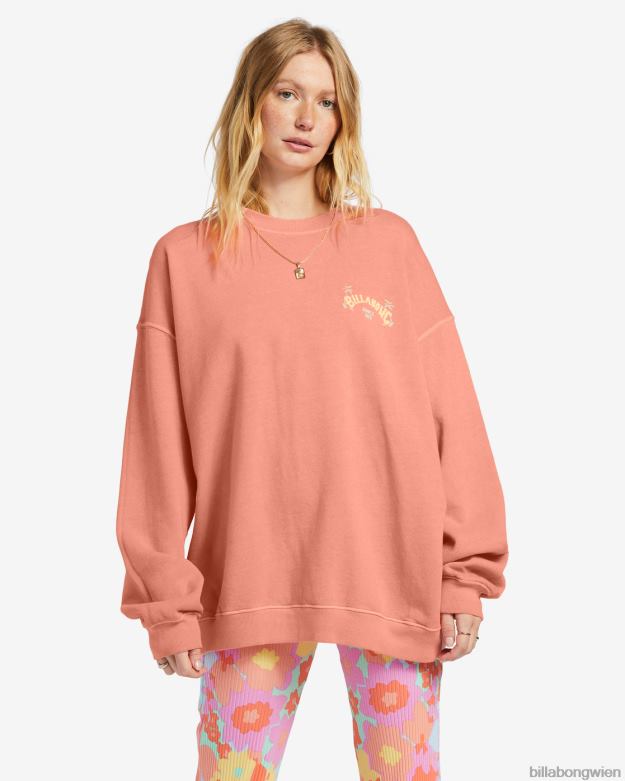 Billabong Clothing 00V681873 | Billabong Fahren Sie in einem übergroßen Sweatshirt mit Rundhalsausschnitt Pfirsichkuchen Frauen