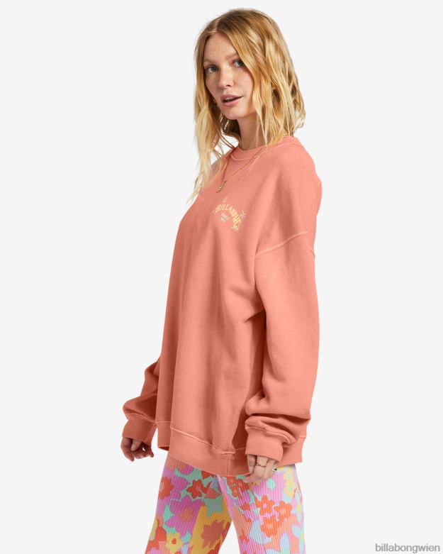 Billabong Clothing 00V681873 | Billabong Fahren Sie in einem übergroßen Sweatshirt mit Rundhalsausschnitt Pfirsichkuchen Frauen