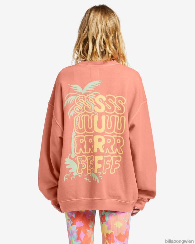Billabong Clothing 00V681873 | Billabong Fahren Sie in einem übergroßen Sweatshirt mit Rundhalsausschnitt Pfirsichkuchen Frauen