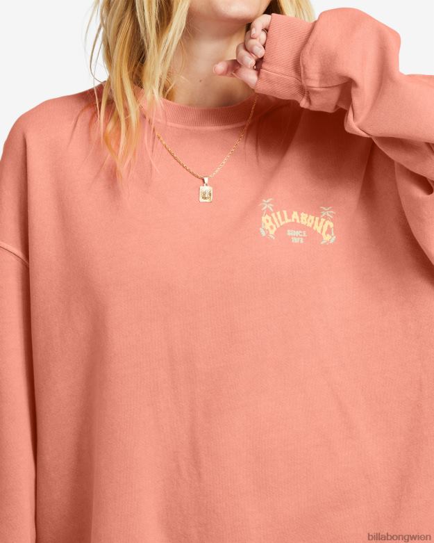 Billabong Clothing 00V681873 | Billabong Fahren Sie in einem übergroßen Sweatshirt mit Rundhalsausschnitt Pfirsichkuchen Frauen
