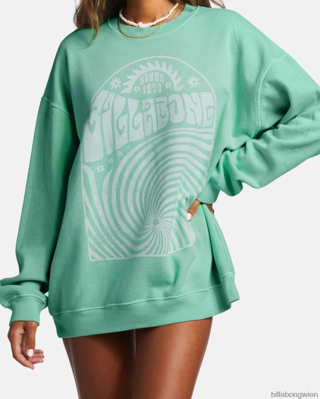 Billabong Clothing 00V681909 | Billabong Fahren Sie in einem übergroßen Sweatshirt mit Rundhalsausschnitt grüne Minze Frauen