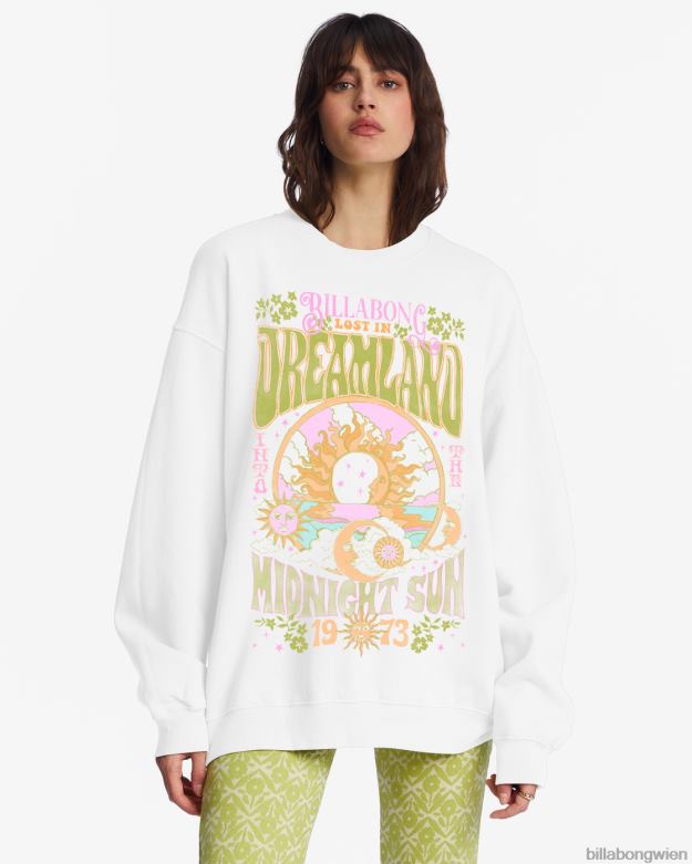Billabong Clothing 00V681967 | Billabong Fahren Sie in einem übergroßen Sweatshirt mit Rundhalsausschnitt Salzkristall Frauen