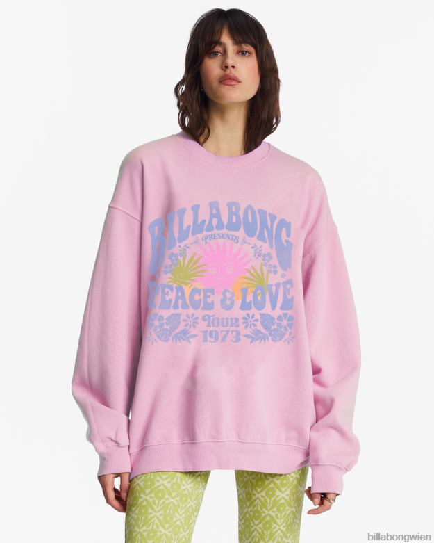 Billabong Clothing 00V681981 | Billabong Fahren Sie in einem übergroßen Sweatshirt mit Rundhalsausschnitt rosa gewaschen Frauen