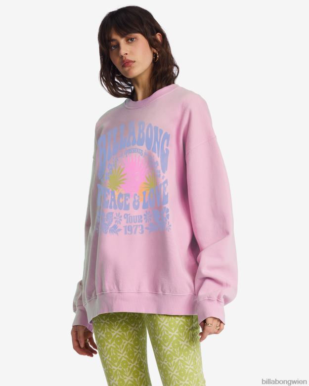 Billabong Clothing 00V681981 | Billabong Fahren Sie in einem übergroßen Sweatshirt mit Rundhalsausschnitt rosa gewaschen Frauen