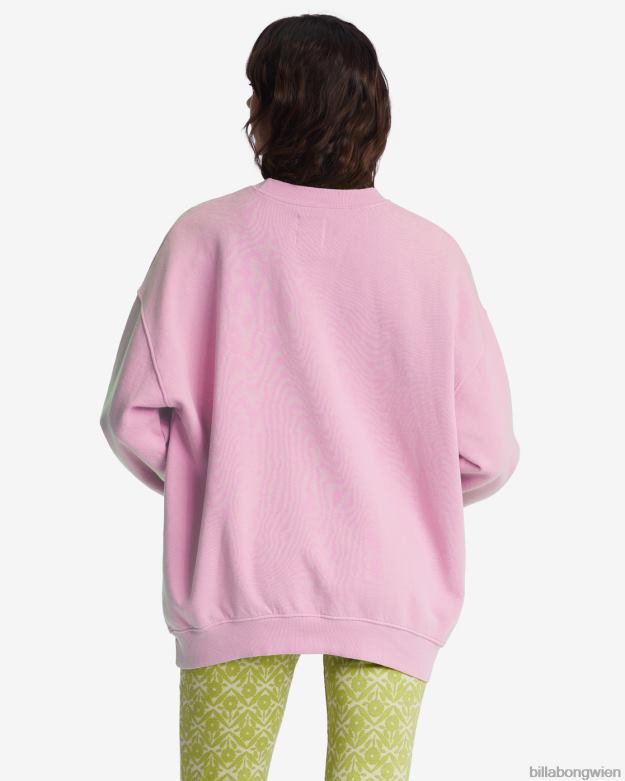 Billabong Clothing 00V681981 | Billabong Fahren Sie in einem übergroßen Sweatshirt mit Rundhalsausschnitt rosa gewaschen Frauen