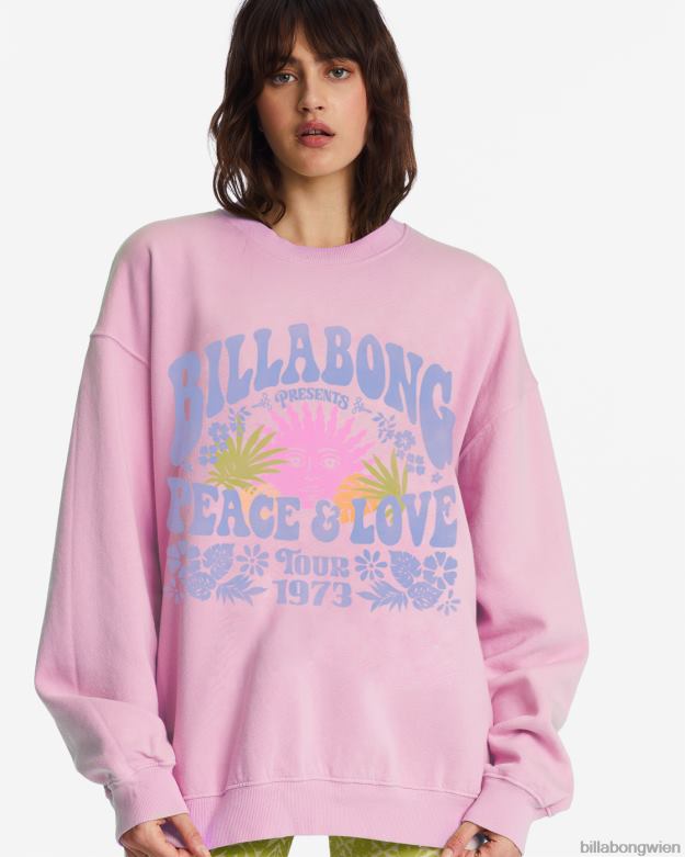 Billabong Clothing 00V681981 | Billabong Fahren Sie in einem übergroßen Sweatshirt mit Rundhalsausschnitt rosa gewaschen Frauen