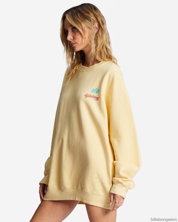 Billabong Clothing 00V681988 | Billabong Fahren Sie in einem übergroßen Sweatshirt mit Rundhalsausschnitt Sol steigen Frauen