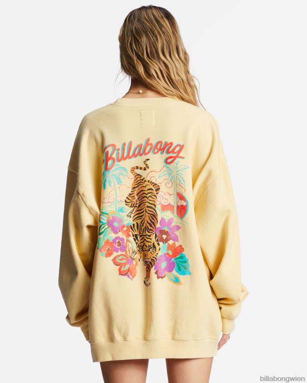 Billabong Clothing 00V681988 | Billabong Fahren Sie in einem übergroßen Sweatshirt mit Rundhalsausschnitt Sol steigen Frauen