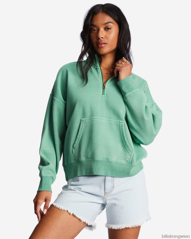 Billabong Clothing 00V682016 | Billabong Lazy Mornings Pullover-Sweatshirt mit halbem Reißverschluss süßes Gras Frauen