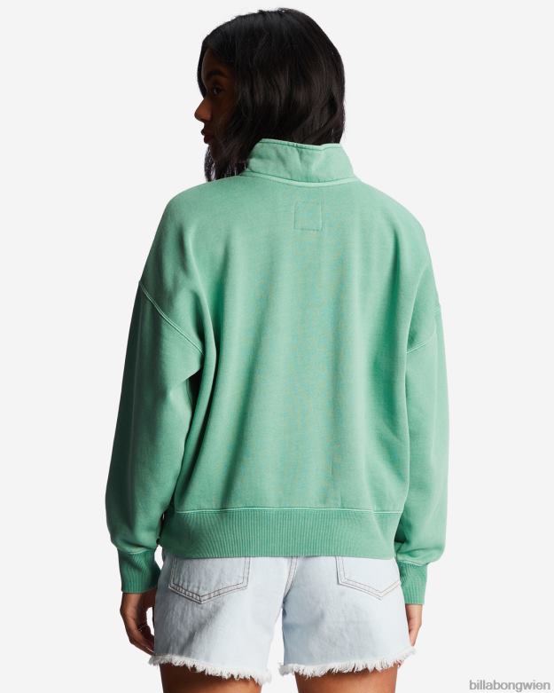 Billabong Clothing 00V682016 | Billabong Lazy Mornings Pullover-Sweatshirt mit halbem Reißverschluss süßes Gras Frauen