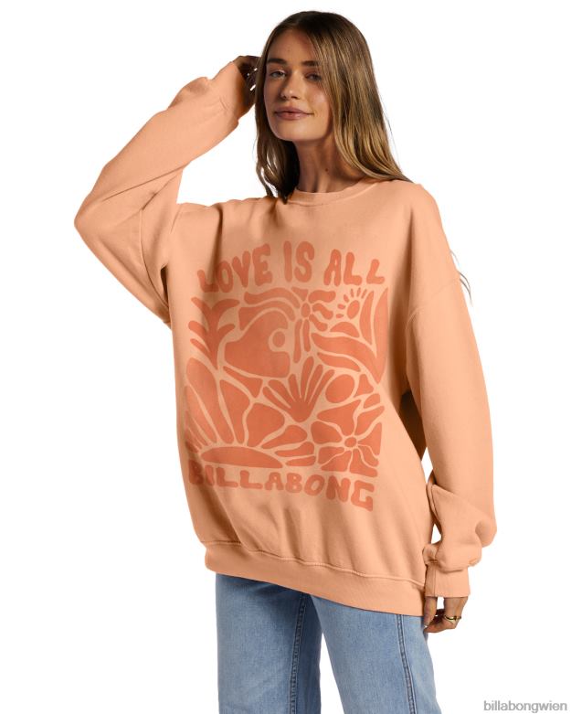 Billabong Clothing 00V682036 | Billabong Fahren Sie in einem übergroßen Sweatshirt mit Rundhalsausschnitt helle Melone Frauen