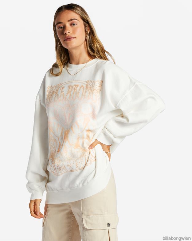 Billabong Clothing 00V682053 | Billabong Fahren Sie in einem übergroßen Sweatshirt mit Rundhalsausschnitt Salzkristall Frauen